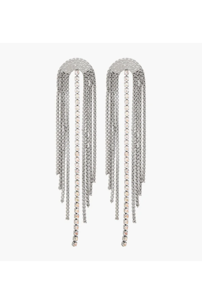 لايف ستايل Silver Tone Stone Embellished Dangling Earrings with Pushback Closure